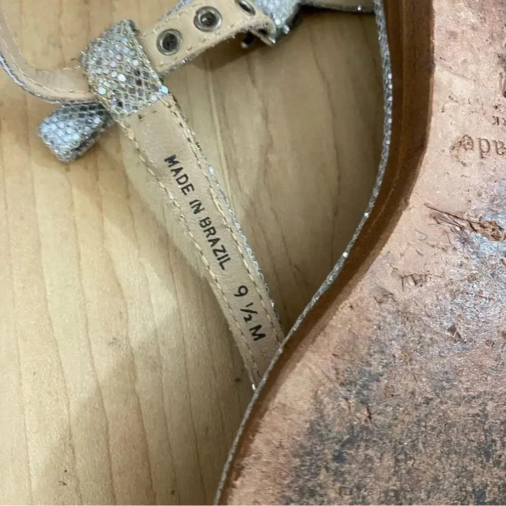 Kate Spade Andrea Women's Silver Bow Thong Sandals N6481 Size 9.5 Medium‎